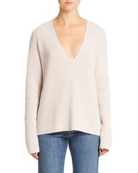 Helmut Lang | Natural Cashwool V-neck Sweater | Lyst