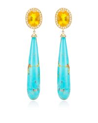 Andrea Fohrman | Blue One Of A Kind Fire Opals Rosecut Diamond Earrings | Lyst