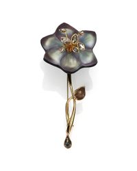 Alexis Bittar | Gray Imperial Lucite, Black Moonstone, Pyrite & Crystal Lace Charm Flower Pin | Lyst