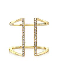 Anne Sisteron - Metallic 14kt Yellow Gold Diamond Straight Double Bar Ring - Lyst