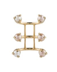 Aesa - Metallic Pearl Triple Ring - Lyst