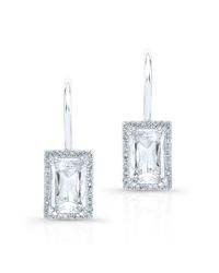 Anne Sisteron - Metallic 14kt White Gold Rectangle White Topaz Diamond Earrings - Lyst
