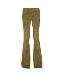 Alice + Olivia - Green Suede Bell Pant - Lyst