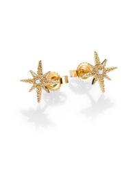 Mizuki | Metallic Icicle Diamond & 14k Yellow Gold Star Stud Earrings | Lyst