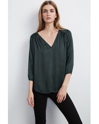 Velvet By Graham & Spencer | Green Traze Satin Popover | Lyst
