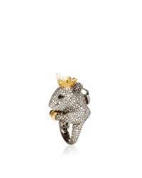 Lydia Courteille | Gray 18k Black Gold Animal Farm Ring with Diamonds and Onyx | Lyst