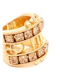 Alexander McQueen | Metallic Stud And Bar Embellished Skull Ring | Lyst