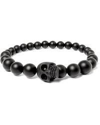 Alexander McQueen | Black Resin And Onyx Beaded Skull Bracelet for Men | Lyst