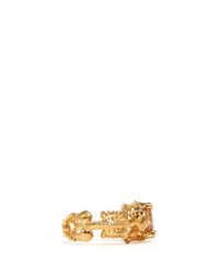 Alexander McQueen | Metallic Crystal Embellished Twin Skeletons Ring | Lyst