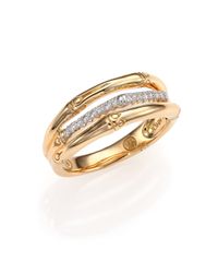 John Hardy | Metallic Bamboo Diamond & 18k Yellow Gold Three-row Ring | Lyst