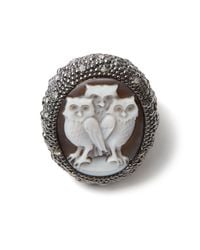 Amedeo | Gray Three Owl White Diamond Ring | Lyst