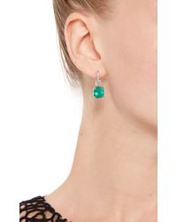 Nina Runsdorf | Green Emerald And Platinum Drop Earrings | Lyst