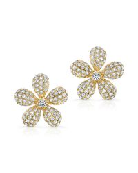 Anne Sisteron - 14kt Yellow Gold Diamond Puffy Daisy Flower Stud Earrings - Lyst