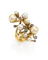 Erickson Beamon | White Stratosphere Crystal & Faux Pearl Statement Ring | Lyst