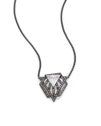 Adriana Orsini | Metallic Deco Pave Triangle Pendant Necklace | Lyst