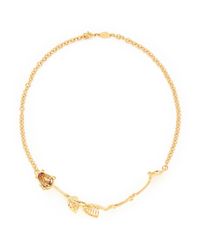 Alexander McQueen Metallic Crystal Embellished Skeleton Necklace