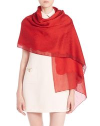 Valentino | Red Lace Jacquard Cashmere & Silk Scarf | Lyst