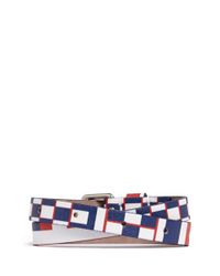 Alexander McQueen | Blue Double Wrap Check Leather Bracelet | Lyst