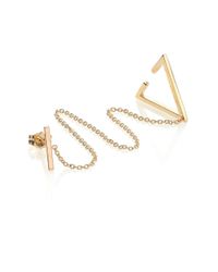 Zoe Chicco | Metallic 14k Yellow Gold Chained Triangle Single Stud Earring | Lyst