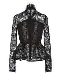 Elie Saab | Black Lace Peplum Top | Lyst
