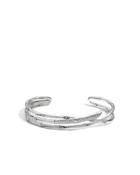 John Hardy | Metallic Bamboo 11.5mm Cuff In Silver With Diamonds | Lyst