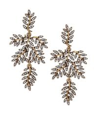 Oscar de la Renta | Metallic Crystal Leaf Clip-on Drop Earrings | Lyst
