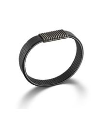 John Hardy | Station On Black Stripe Leather Bracelet With Black Oxidation for Men | Lyst