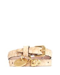 Alexander McQueen | Natural Double Wrap Skull Charm Snakeskin Bracelet | Lyst