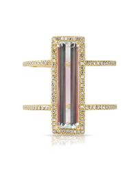 Anne Sisteron - Metallic 14kt Yellow Gold Aquamarine Diamond Beam Ring - Lyst