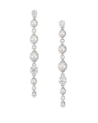 Majorica | 4mm-8mm White Pearl & Sterling Silver Linear Drop Earrings | Lyst