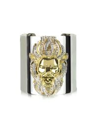 Roberto Cavalli - Metallic Lion Metal And Crystals Cuff - Lyst