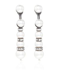 Oscar de la Renta | White Pearl Pave Backdrop Earrings | Lyst