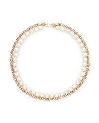 Kenneth Jay Lane | Metallic Faux Pearl Crystal Pavé Necklace | Lyst