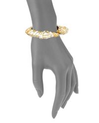 Kenneth Jay Lane | Metallic Zebra Head Enamel Bangle Bracelet | Lyst