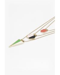 French Connection | Multicolor Geometric Triple Strand Pendant Necklace | Lyst