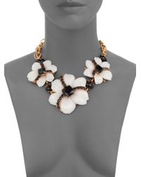 Oscar de la Renta | Black Jewel & Cabochon Flower Necklace | Lyst