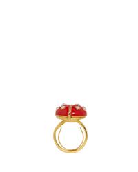 Kenneth Jay Lane | Red Faux Pearl Enamel Ladybird Ring | Lyst