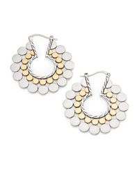 John Hardy | Metallic Dot 18k Yellow Gold & Sterling Silver Hoop Earrings/1.25 | Lyst