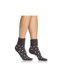 Hue | Gray Waffle Cuff Dot Socks | Lyst