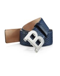 Bally | Blue Perforated Leather Belt for Men | Lyst