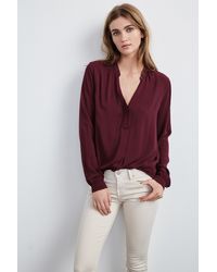 Velvet By Graham & Spencer - Purple Kinzly Challis Pintuck Popover - Lyst