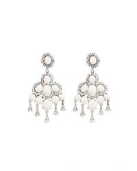 Oscar de la Renta | White Cabochon Chandelier Earrings | Lyst