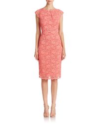 ABS By Allen Schwartz | Pink Lace Cap Sleeve Sheath | Lyst