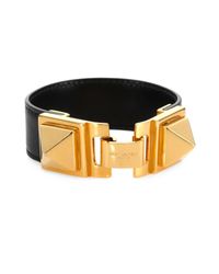 Saint Laurent | Metallic Clous Punk Carré Studded Leather Bracelet | Lyst