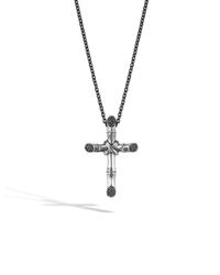 John Hardy | Black Bamboo Cross Pendant for Men | Lyst