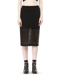 Alexander Wang | Black Crinkle Knit Double Layer Skirt | Lyst