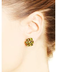 Oscar de la Renta | Purple Crystal Flower Studs | Lyst