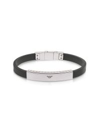 Emporio Armani | Gray Stainless Steel And Rubber Men's Bracelet for Men | Lyst