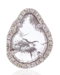 Nina Runsdorf | 18K White Gold Stud Earrings With Slice And Pave Diamonds | Lyst