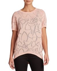 ESCADA | Pink Rose Jacquard Dolman Sweater | Lyst